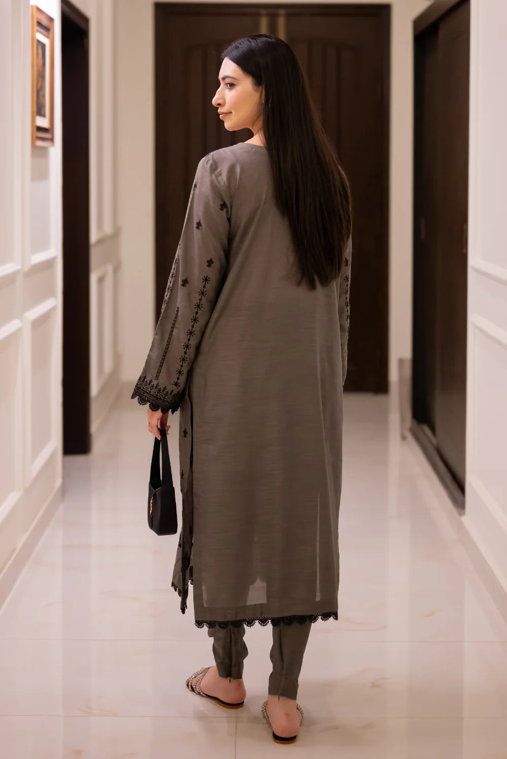 EMBROIDERED RAW SILK D-1005