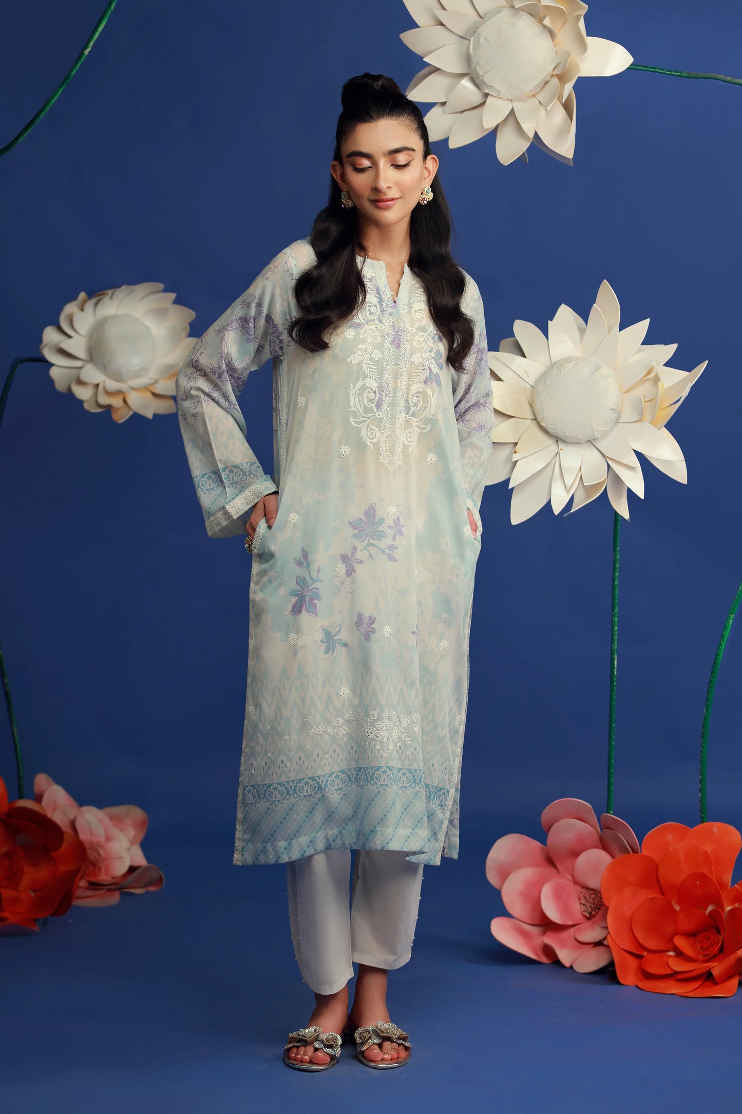 01 PIECE READY TO WEAR PRINTED EMBROIDERED SHIRT