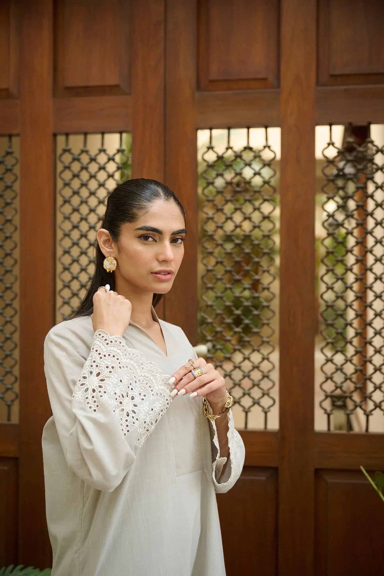 DHANAK SOLIDS | DC-2168 GREY 2PCS EMBROIDERED KURTA WITH TROUSER