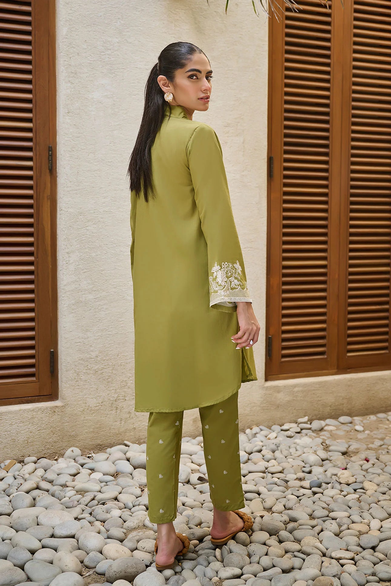 DHANAK SOLIDS | DC-2169 C-GREEN 2PCS EMBROIDERED KURTA WITH TROUSER