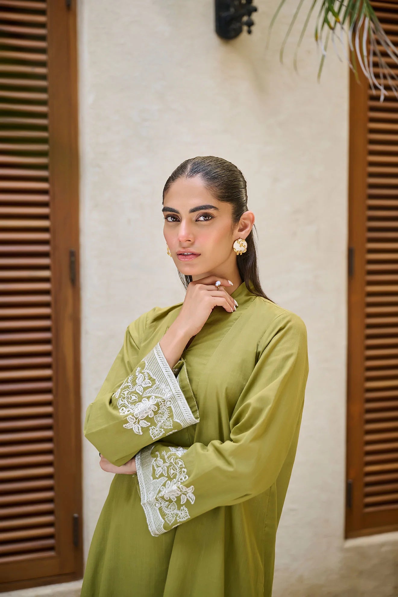 DHANAK SOLIDS | DC-2169 C-GREEN 2PCS EMBROIDERED KURTA WITH TROUSER
