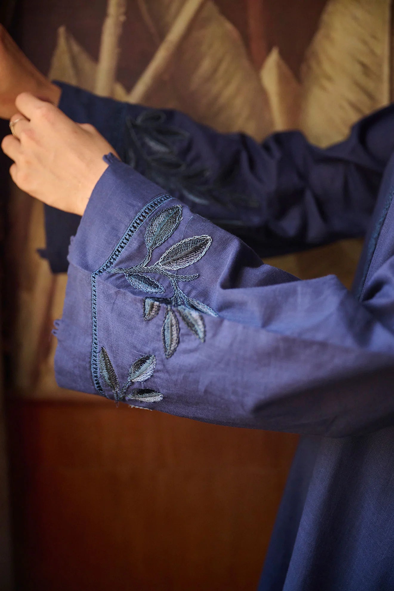 DHANAK SOLIDS | DC-2172 NAVY BLUE 2PCS EMBROIDERED KURTA WITH TROUSER