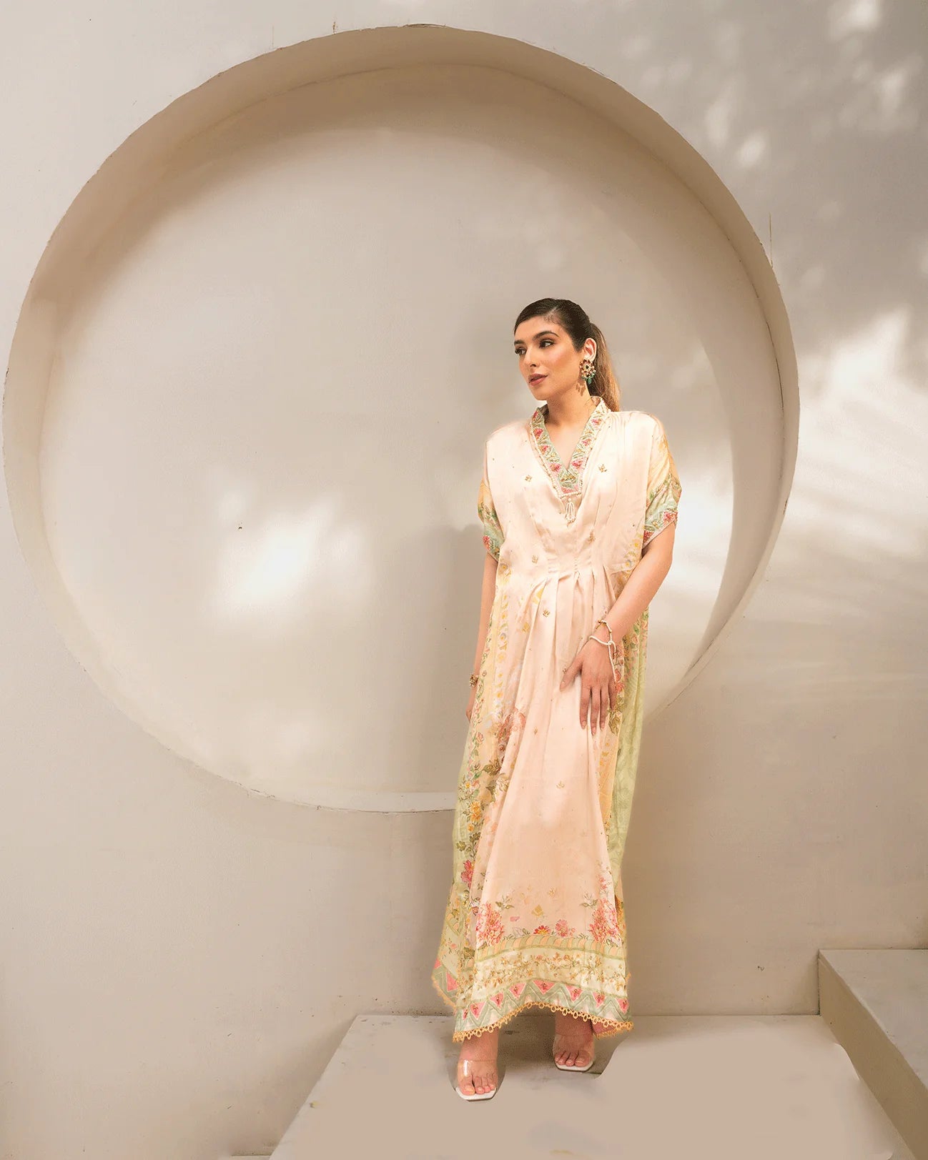 DC-2244 OFF-WHITE HAND EMBELLISHED KAFTAN