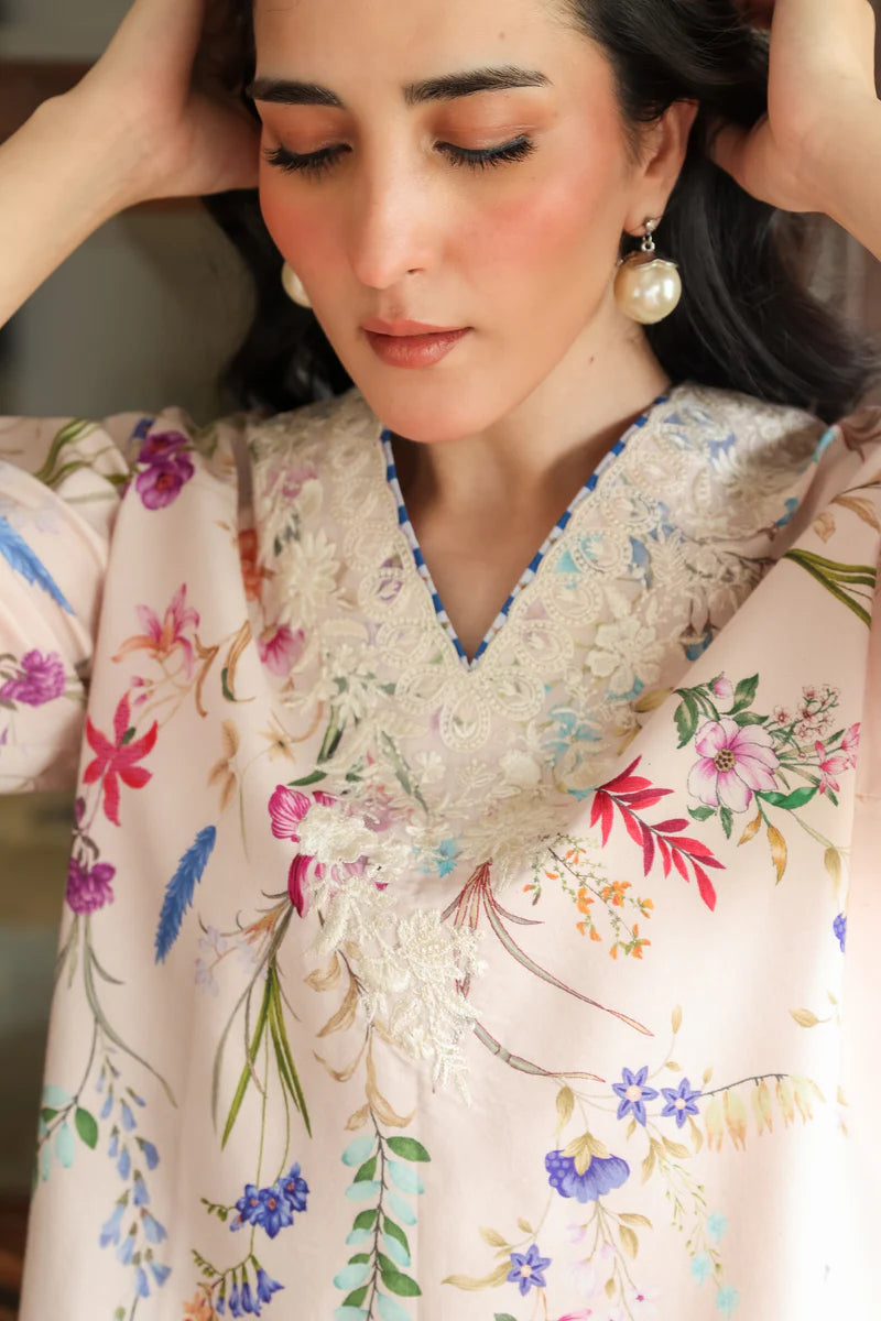 BLUSH PINK LILY LUXURY PRINTED & EMBROIDERED 2PCS SET (NPA2-25312)