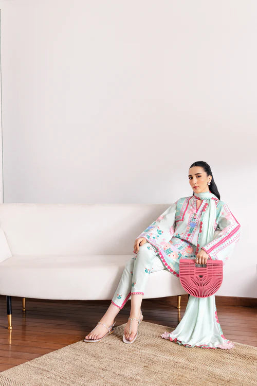 SOFT MINT GREEN LUXURY PRINTED 3PCS SET (NPA3-25432)