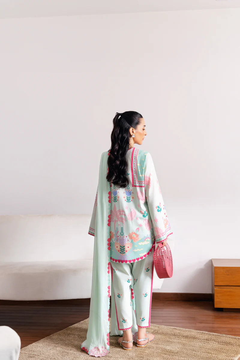 SOFT MINT GREEN LUXURY PRINTED 3PCS SET (NPA3-25432)