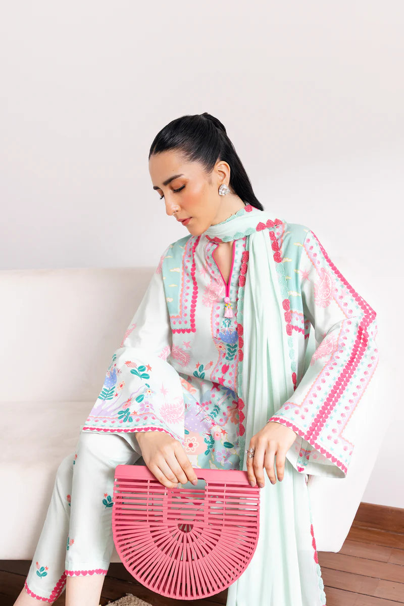 SOFT MINT GREEN LUXURY PRINTED 3PCS SET (NPA3-25432)