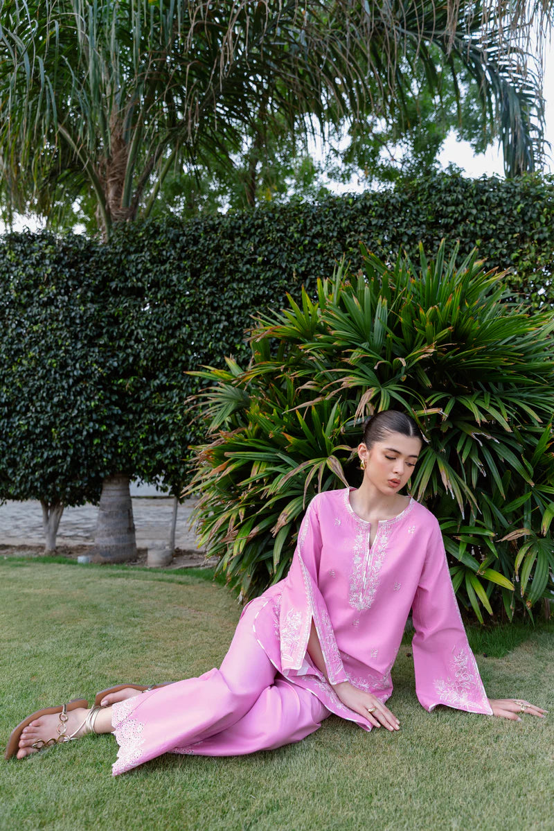 BRIGHT PINK LUXURY EMBROIDERED 2PCS SET (NPA2-25305)