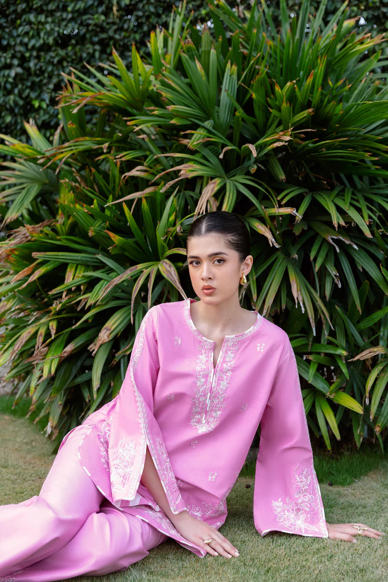 BRIGHT PINK LUXURY EMBROIDERED 2PCS SET (NPA2-25305)