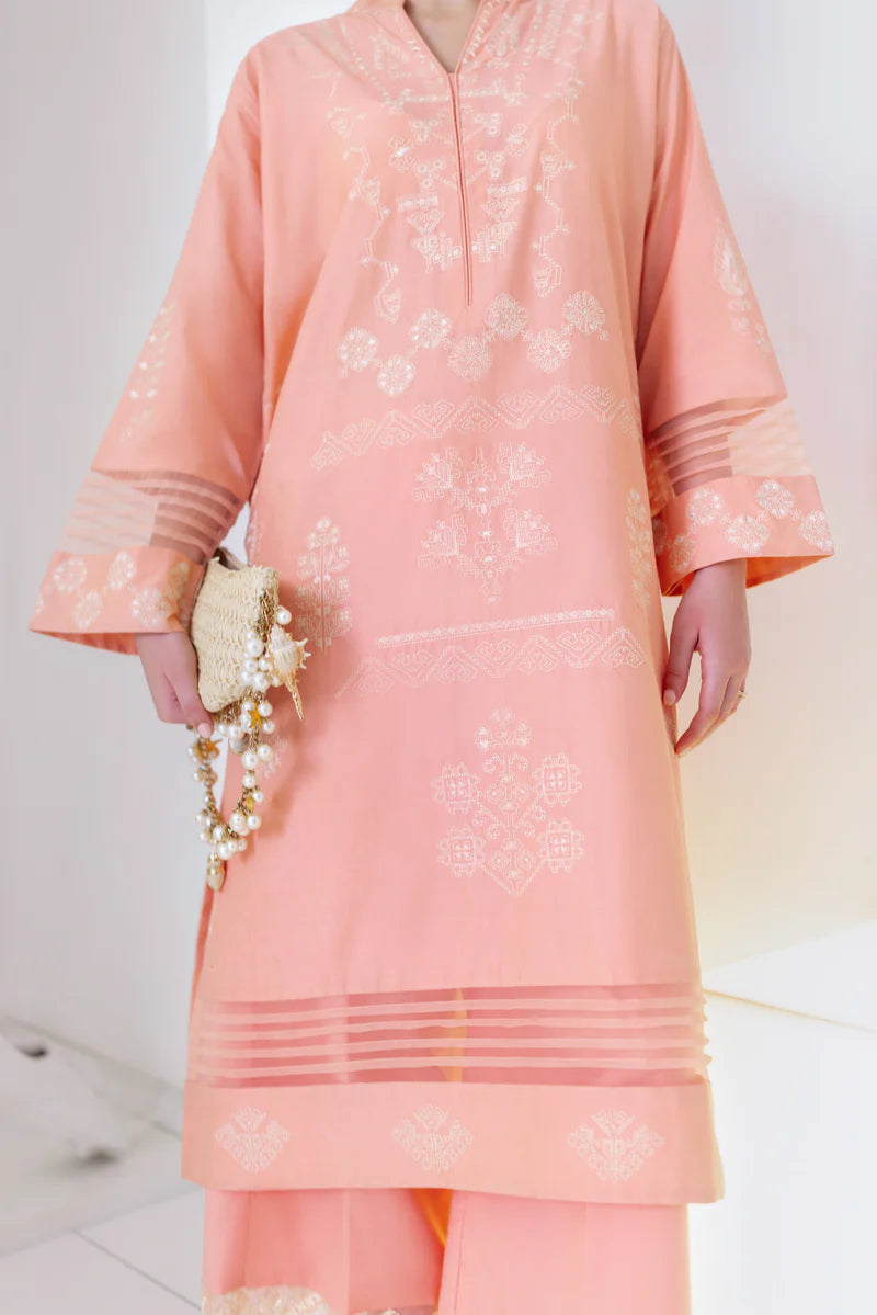 PEACHY PINK LUXURY EMBROIDERED 2PCS SET (NPA2-25306)
