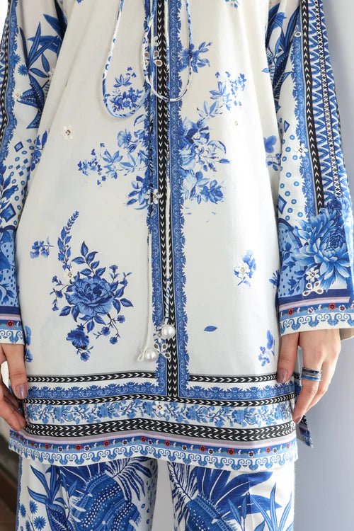 OFF-WHITE & BLUE LUXURY PRINTED 2PCS SET (NPA2-25308)