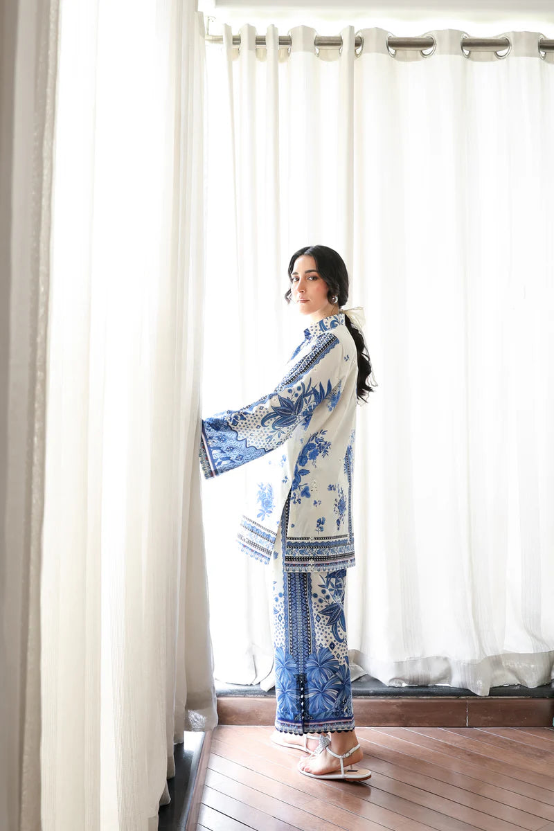 OFF-WHITE & BLUE LUXURY PRINTED 2PCS SET (NPA2-25308)