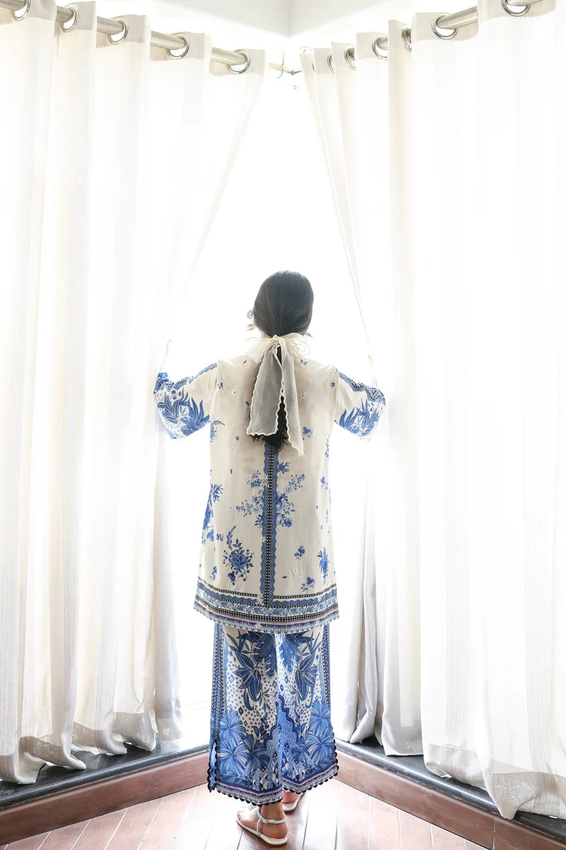 OFF-WHITE & BLUE LUXURY PRINTED 2PCS SET (NPA2-25308)