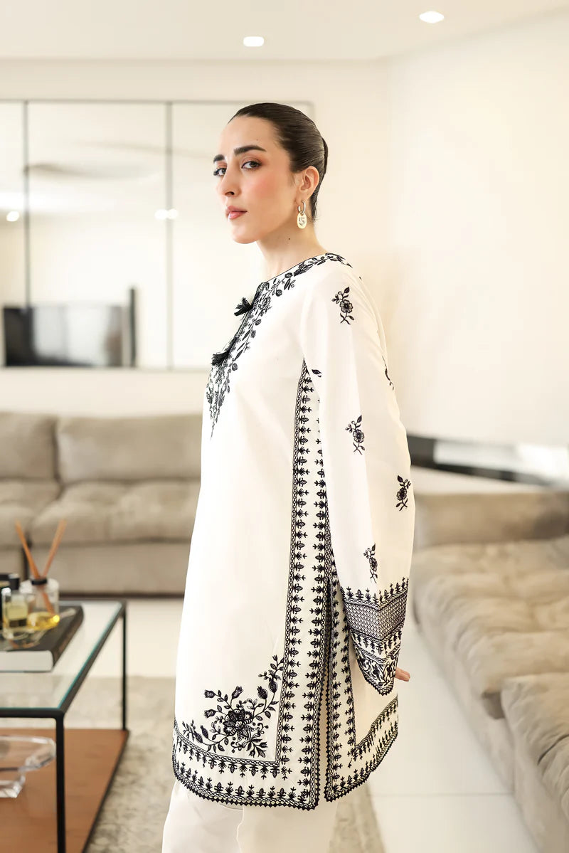 OFF-WHITE & BLACK LUXURY EMBROIDERED FARSHI SET (NPA2-25302)