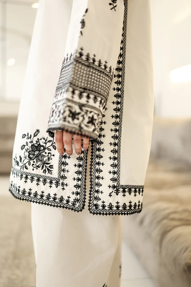 OFF-WHITE & BLACK LUXURY EMBROIDERED FARSHI SET (NPA2-25302)