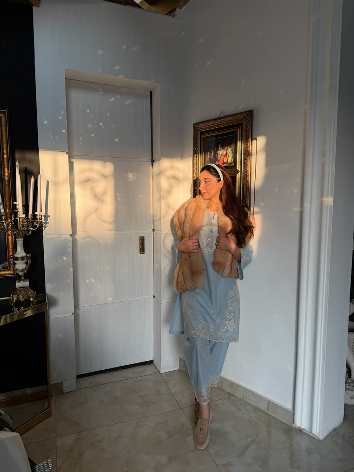 ANEMONE - ICE BLUE SCHIFFLI CO-ORD SET