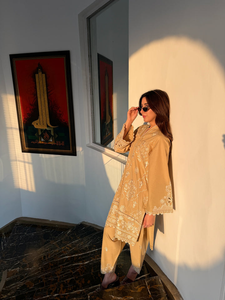HONEYSUCKLE BEIGE EMBROIDERED CO-ORD SET