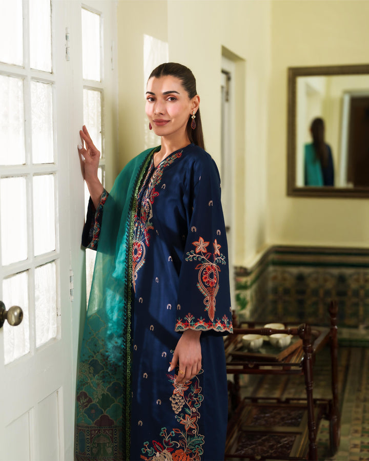 LIANA NAVY BLUE LUXURY EMBROIDERED SET