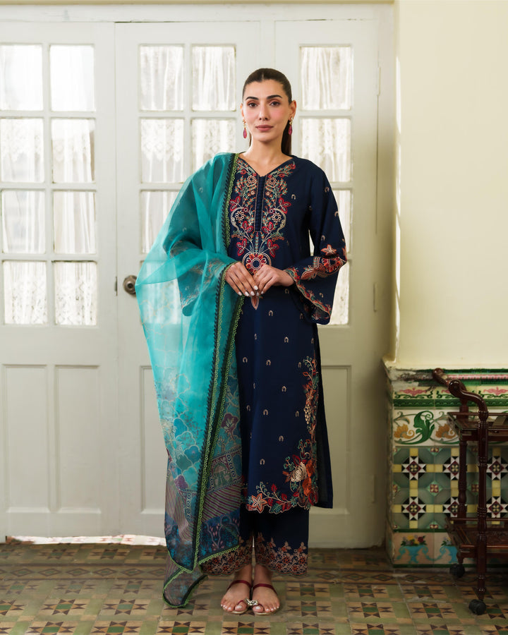 LIANA NAVY BLUE LUXURY EMBROIDERED SET