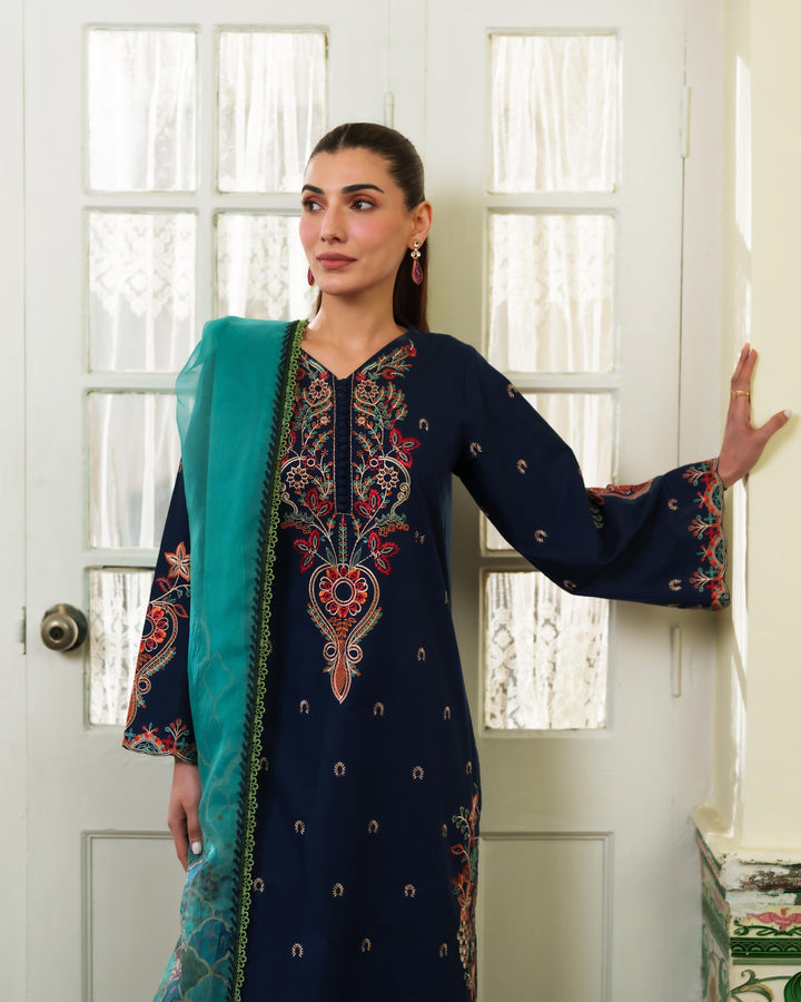 LIANA NAVY BLUE LUXURY EMBROIDERED SET