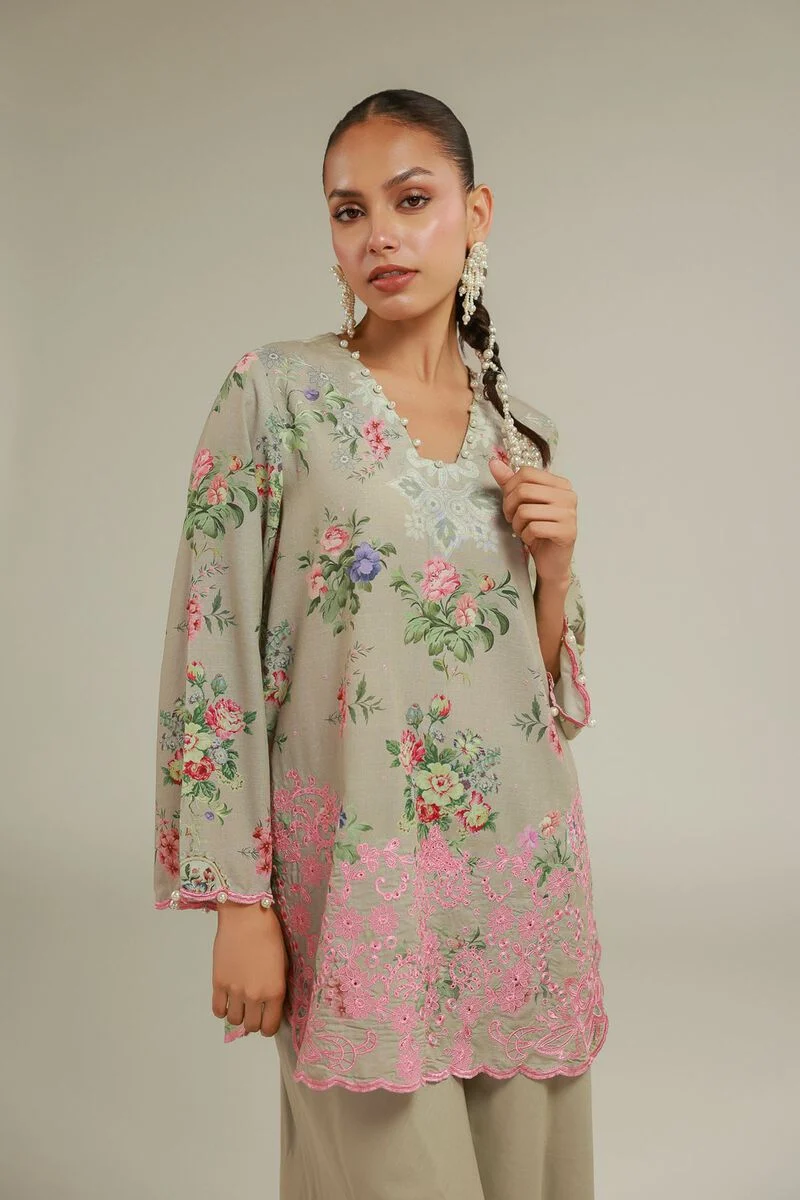 KHAADI EMBROIDERED RAW SILK