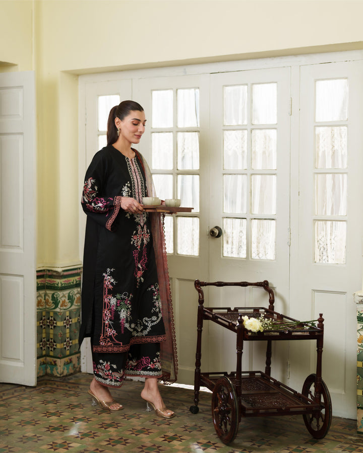 AZUR BLACK LUXURY EMBROIDERED LAWN SET