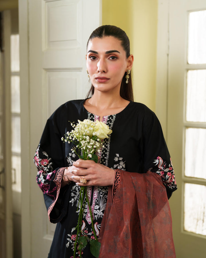 AZUR BLACK LUXURY EMBROIDERED LAWN SET