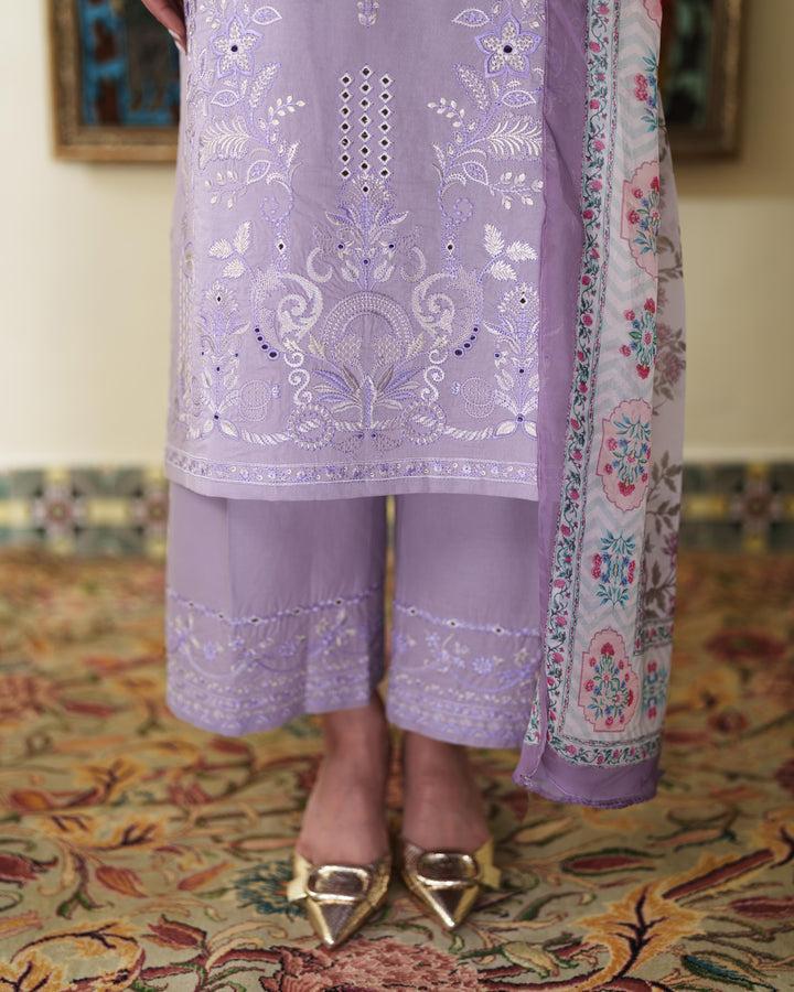 ALYRA LILAC LUXURY EMBROIDERED LAWN SET