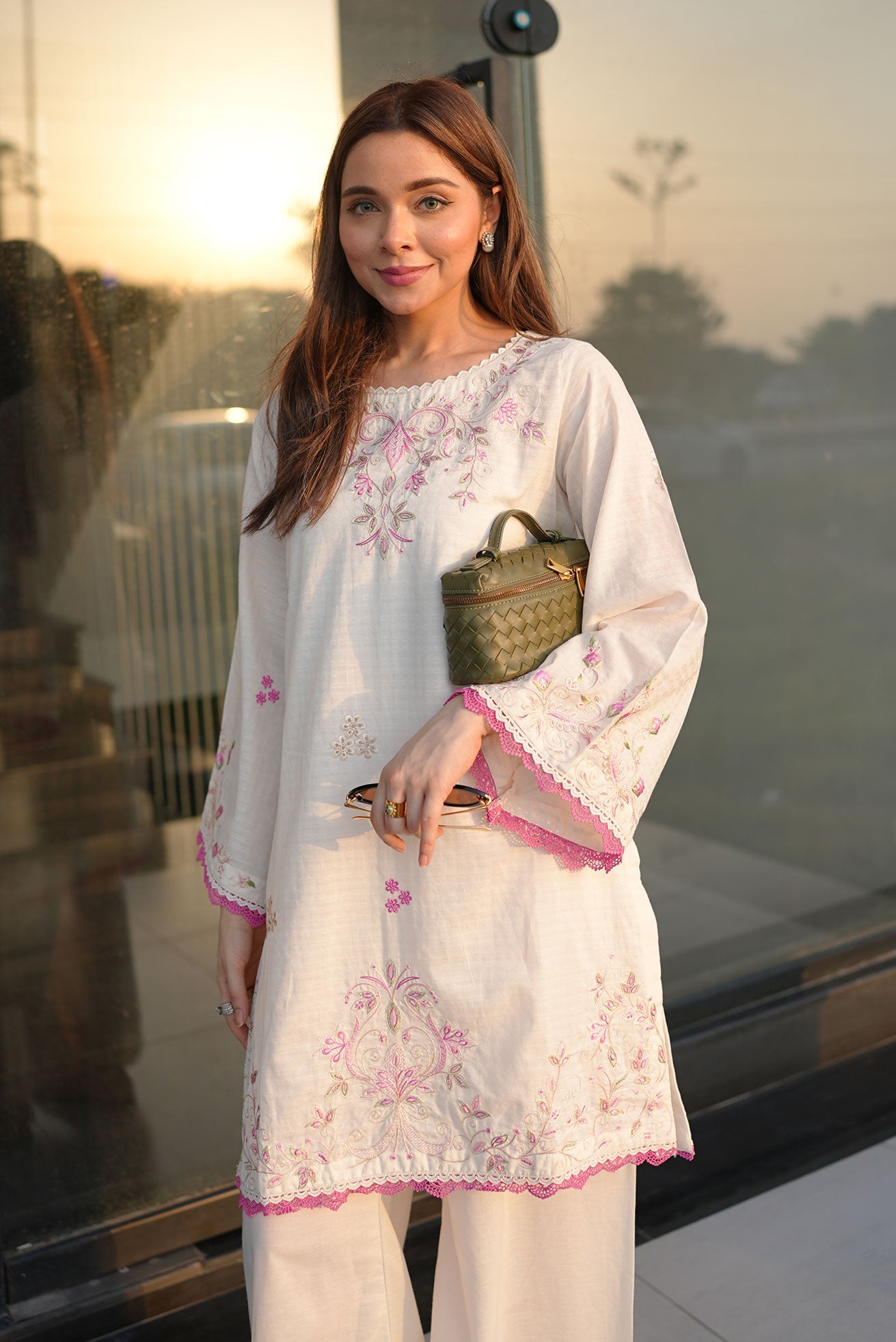 DHANAK SS26DC-2592 - OFF WHITE - COTTON JACQUARD - 2PCS - EMBROIDERED KURTA WITH TROUSER