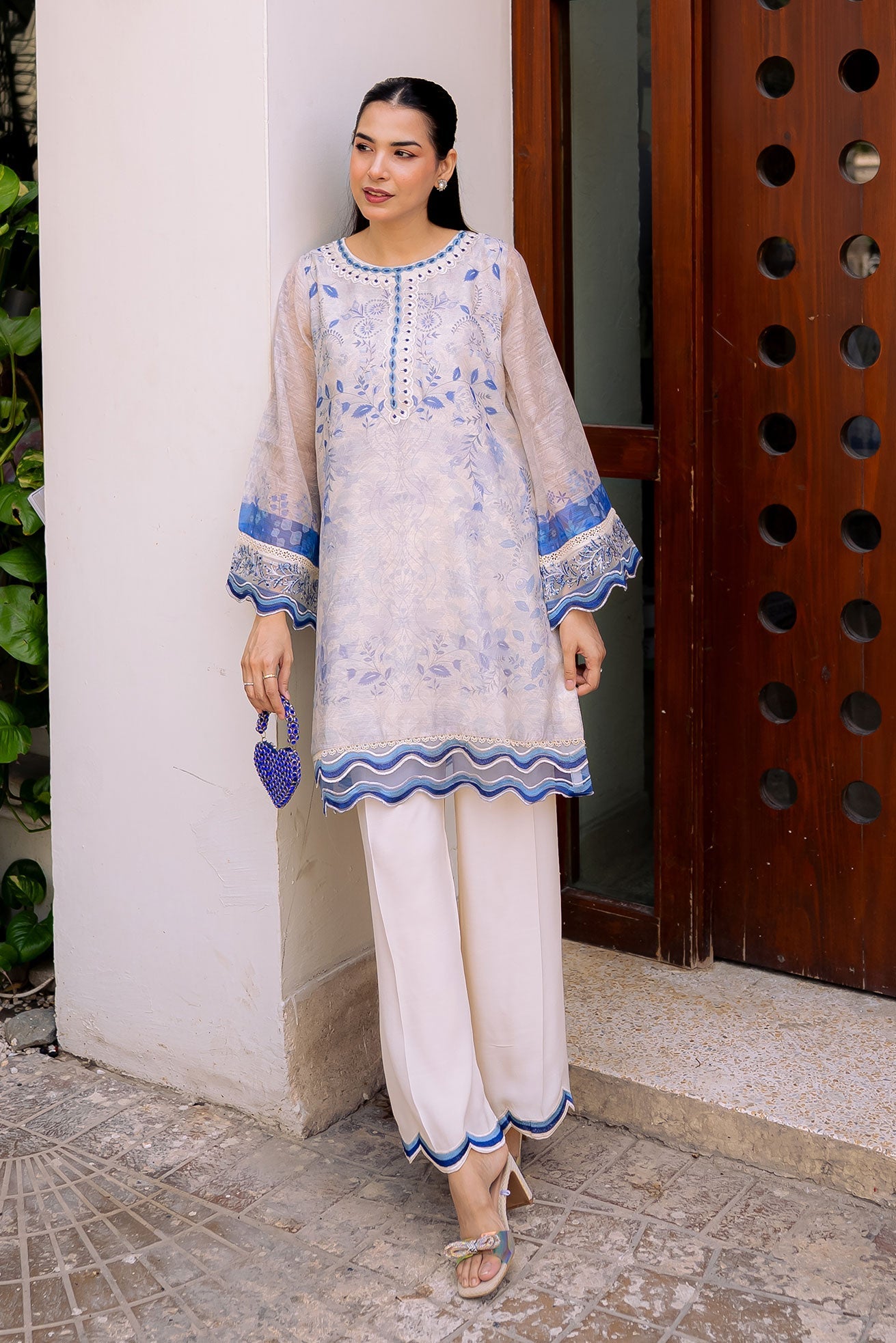 DHANAK FW25DA-2864 OFF-WHITE 2PCS EMBROIDERED KURTA WITH TROUSER