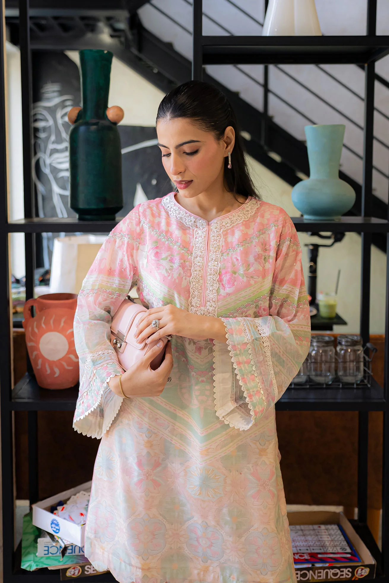 DHANAK FW25DA-2857 L-PINK 2PCS EMBROIDERED KURTA WITH TROUSER