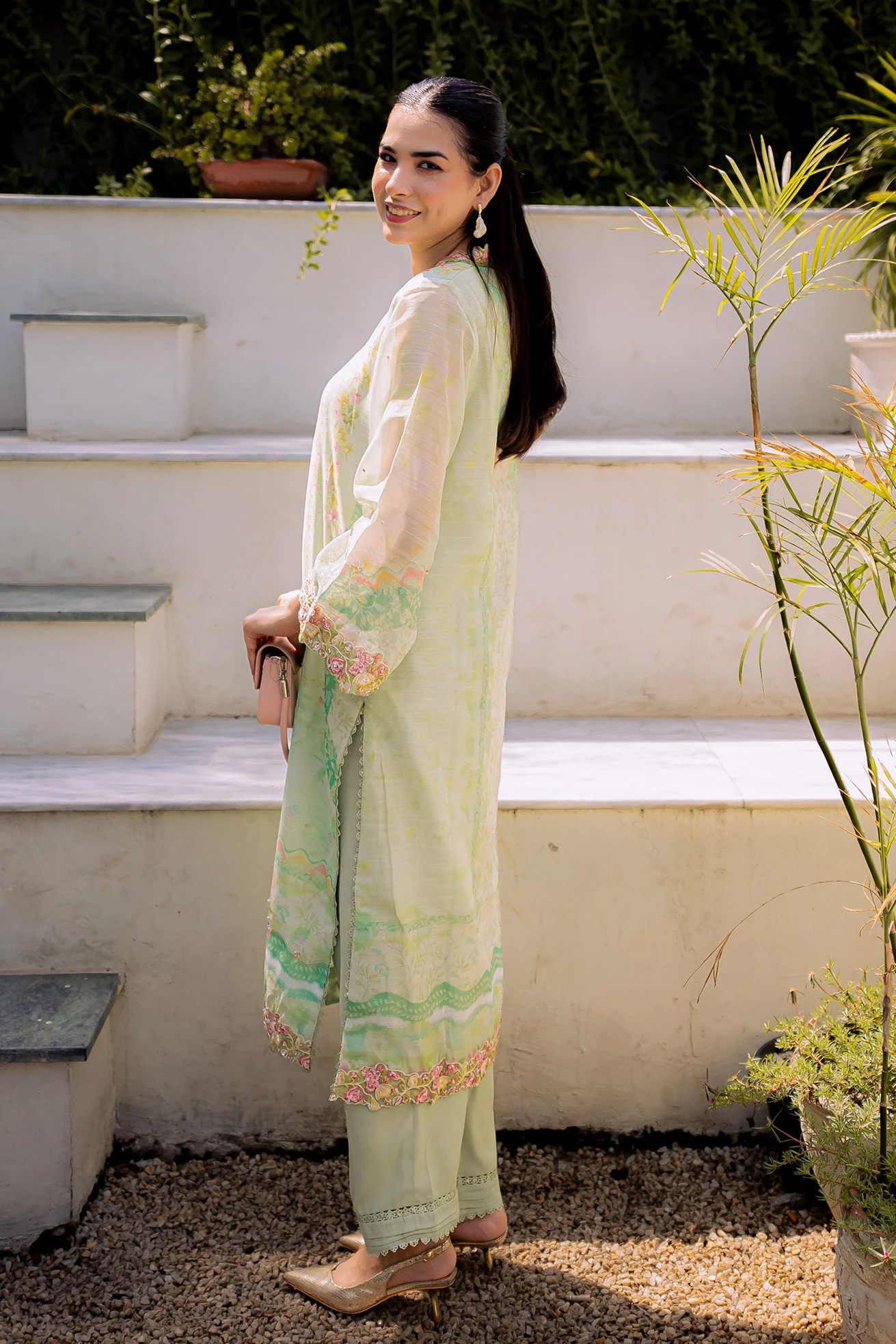 DHANAK FW25DA-2859 GREEN 2PCS EMBROIDERED KURTA WITH TROUSER