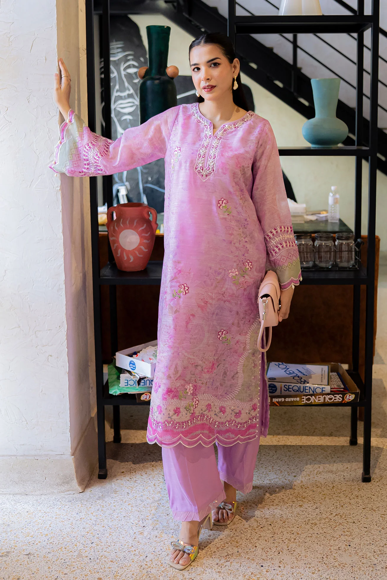 DHANAK FW25DA-2861 LILAC 2PCS EMBROIDERED KURTA WITH TROUSER