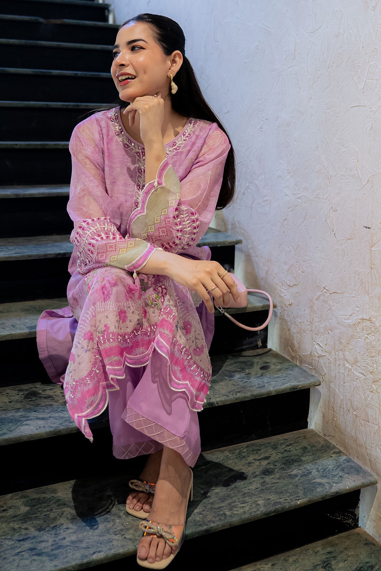 DHANAK FW25DA-2861 LILAC 2PCS EMBROIDERED KURTA WITH TROUSER