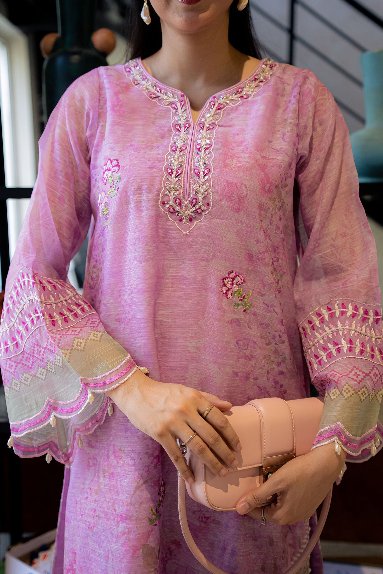 DHANAK FW25DA-2861 LILAC 2PCS EMBROIDERED KURTA WITH TROUSER