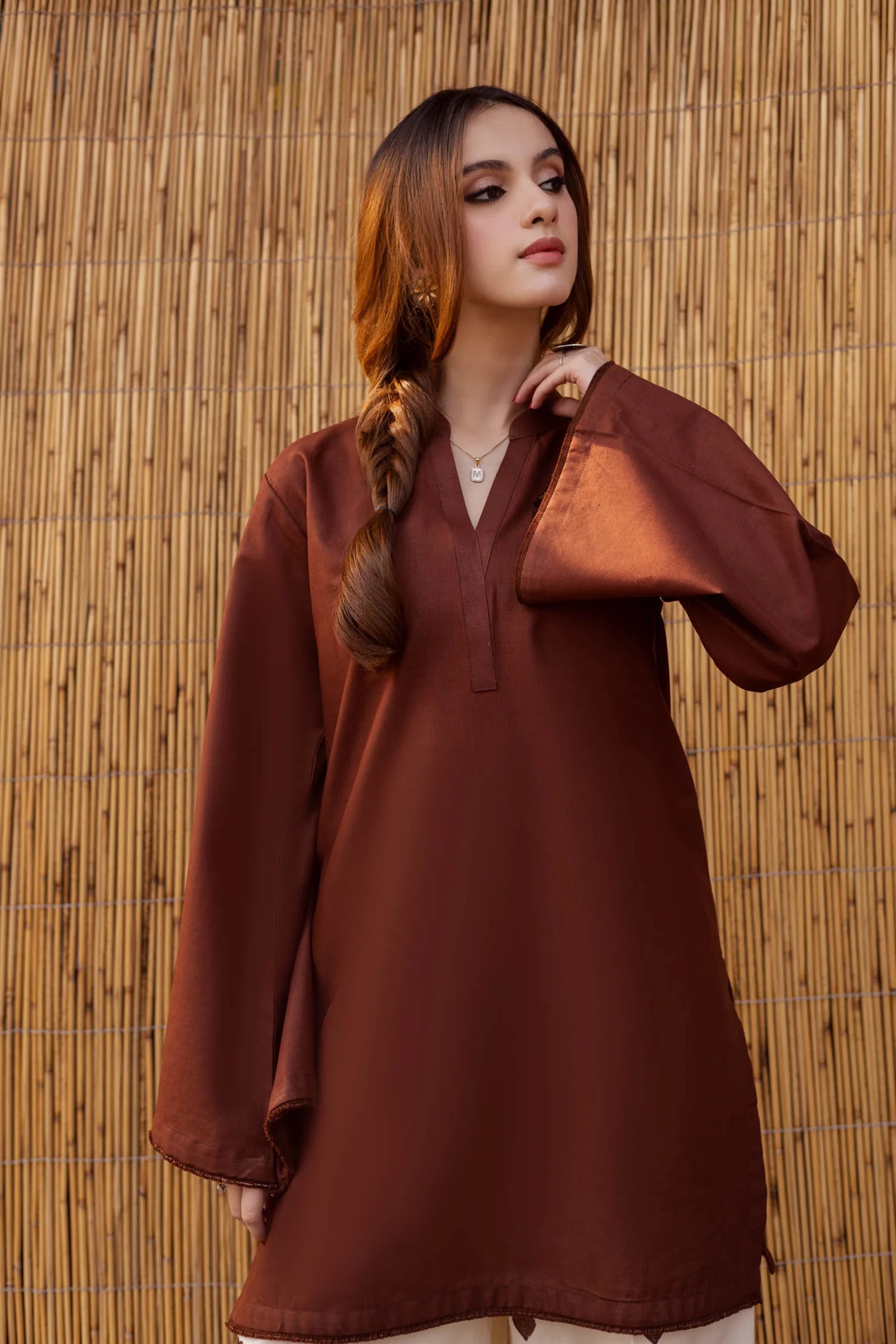 2 PC HEARTS EMBROIDERED LAWN MSK 05 - CHOCOLATE BROWN