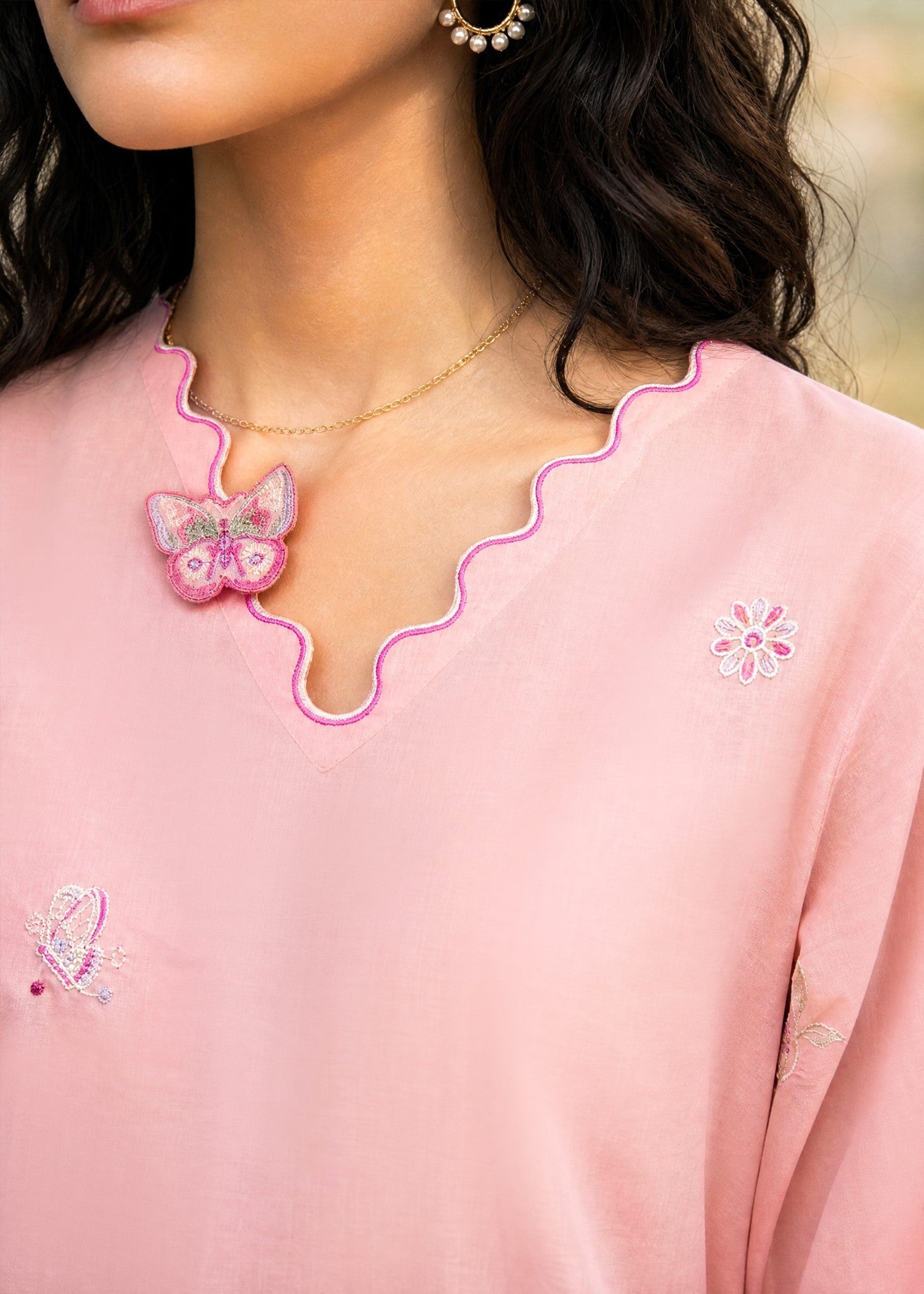 DHANAK SS26DC-2627 LIGHT PINK 2PCS EMBROIDERED KURTA WITH TROUSER