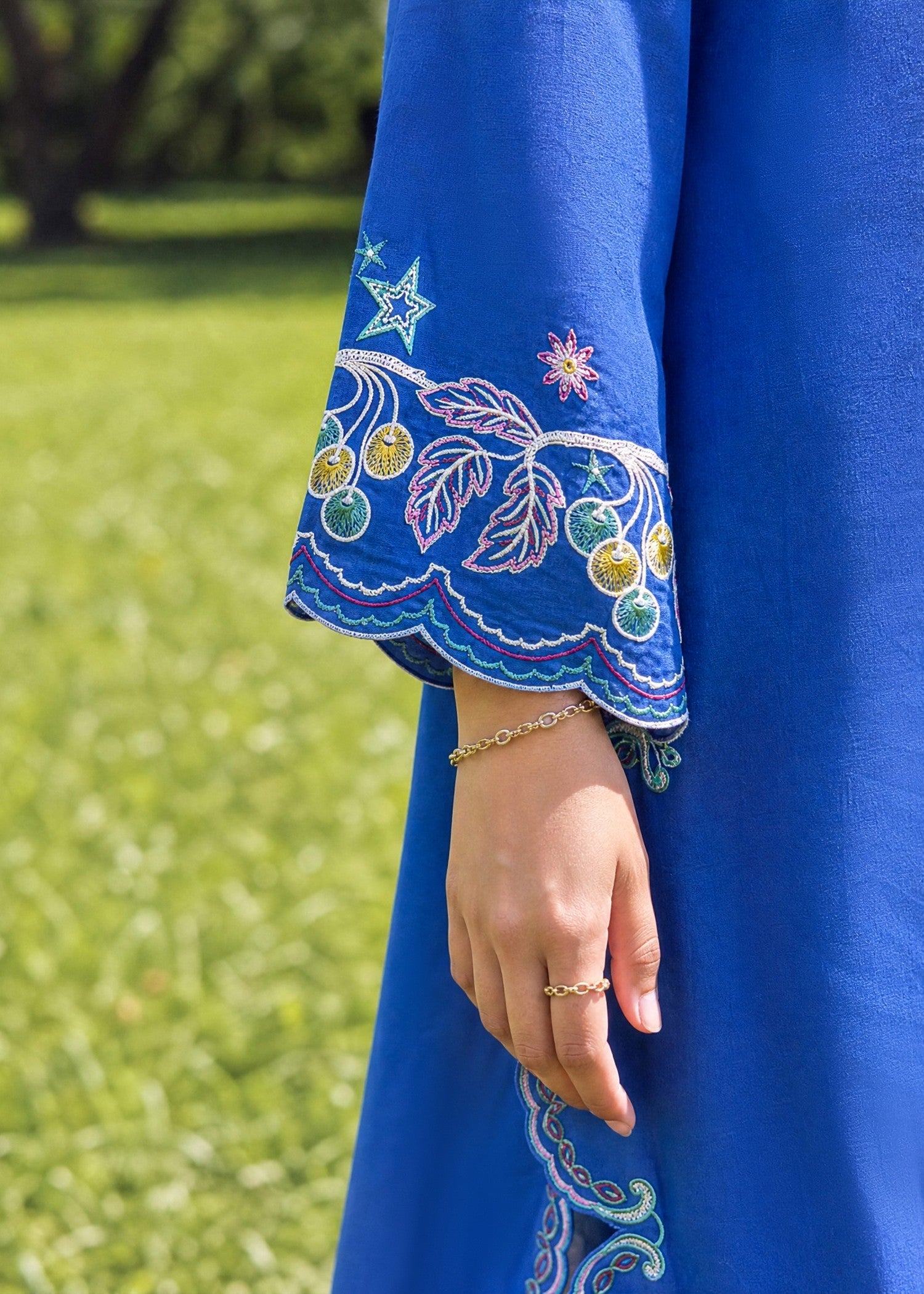 DHANAK SS26DC-2623 BLUE 2PCS EMBROIDERED KURTA WITH TROUSER