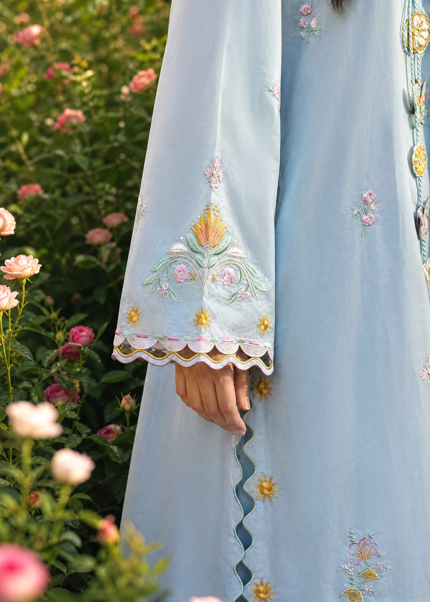 DHANAK SS26DC-2624 SKY BLUE 2PCS EMBROIDERED KURTA WITH TROUSER