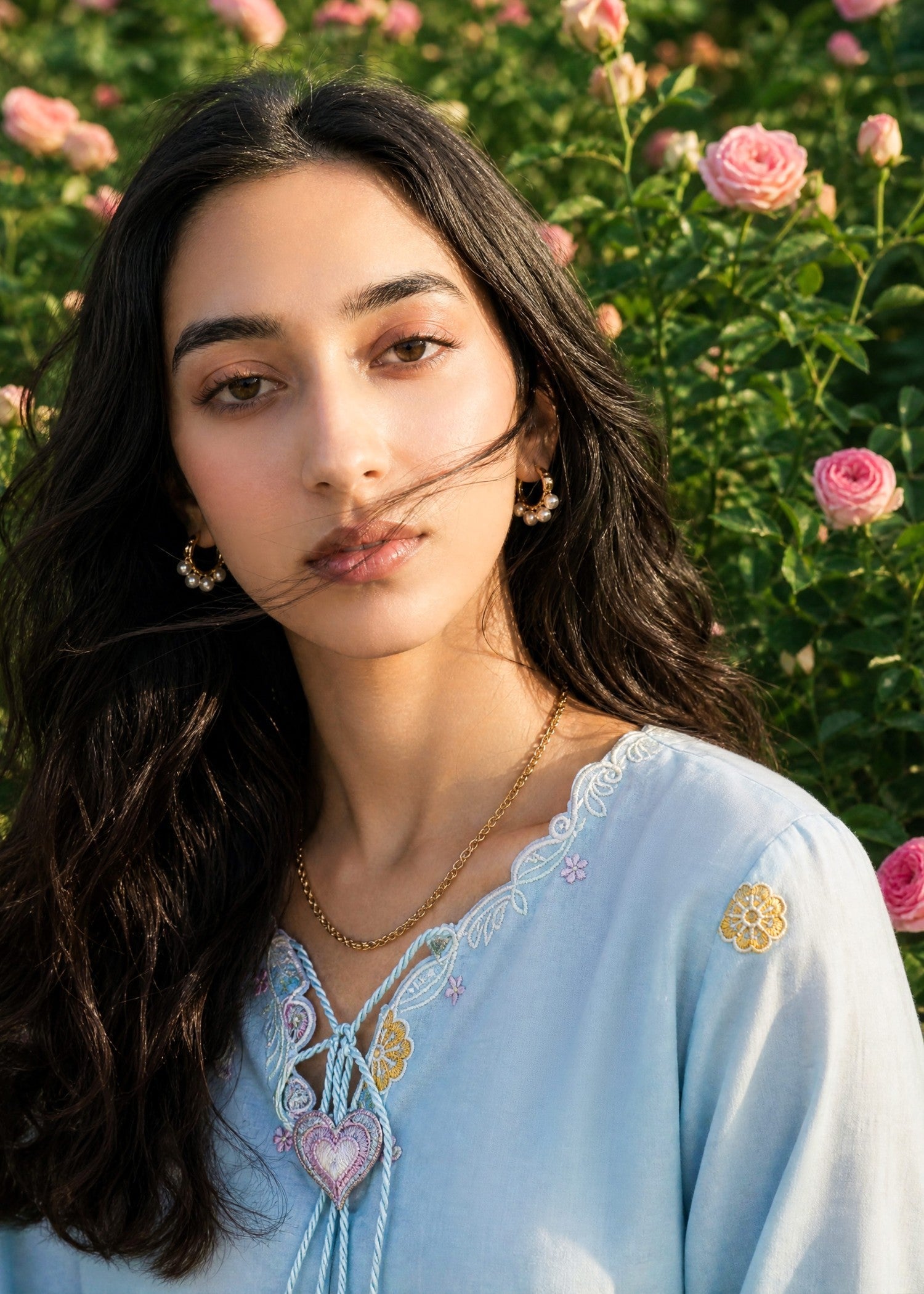 DHANAK SS26DC-2624 SKY BLUE 2PCS EMBROIDERED KURTA WITH TROUSER