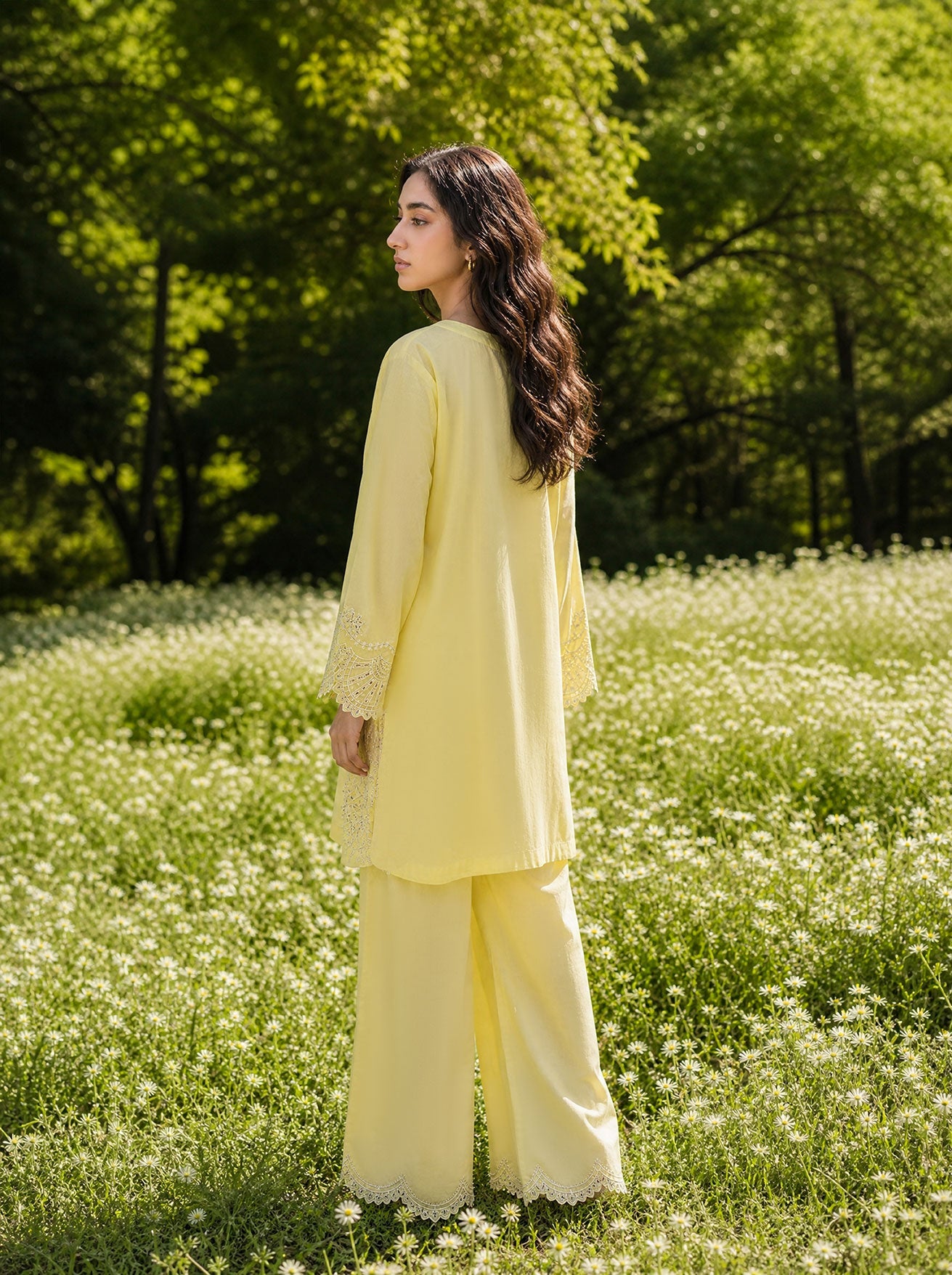 DHANAK SS26DC-2621 YELLOW 2PCS EMBROIDERED KURTA WITH TROUSER