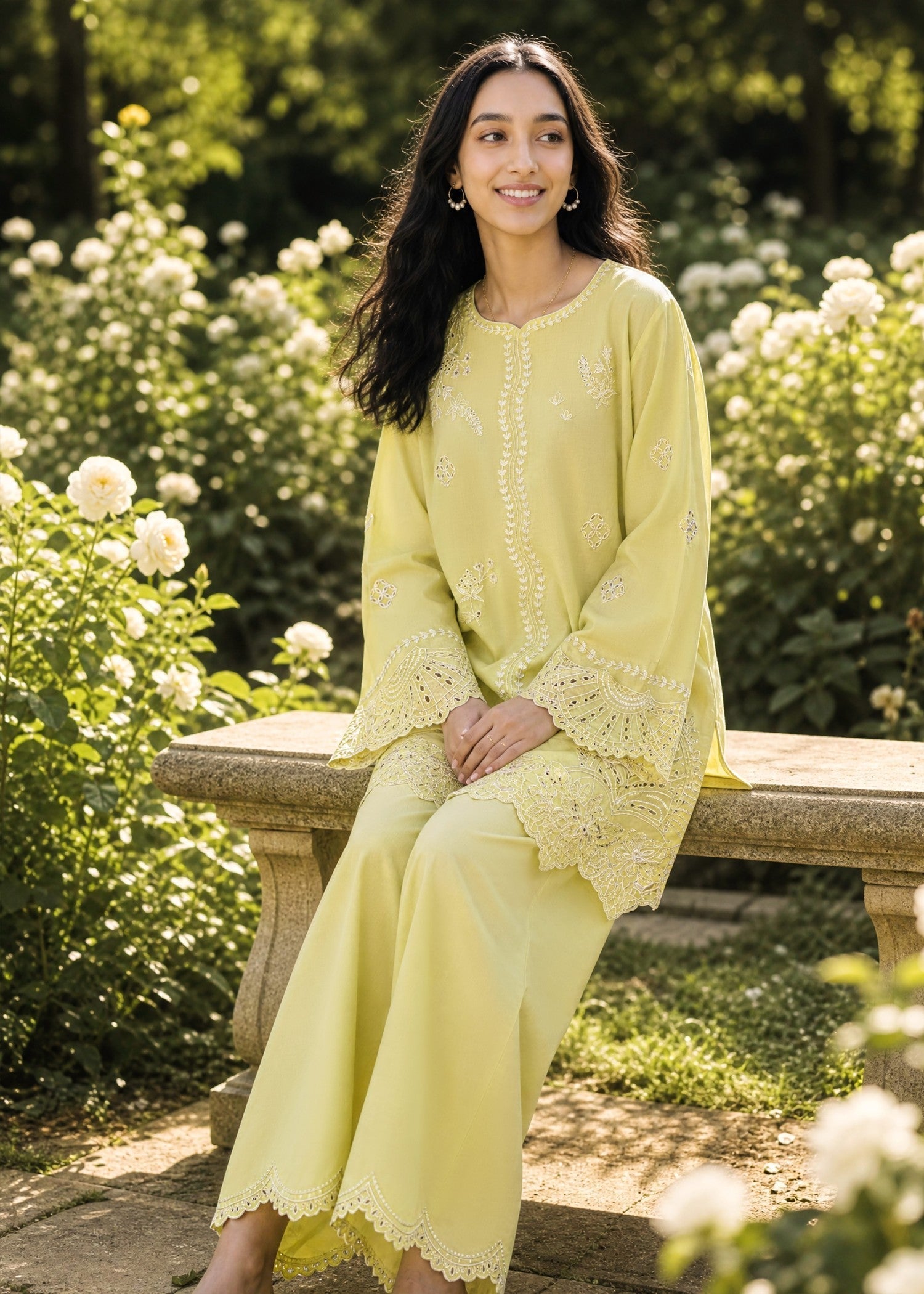 DHANAK SS26DC-2621 YELLOW 2PCS EMBROIDERED KURTA WITH TROUSER