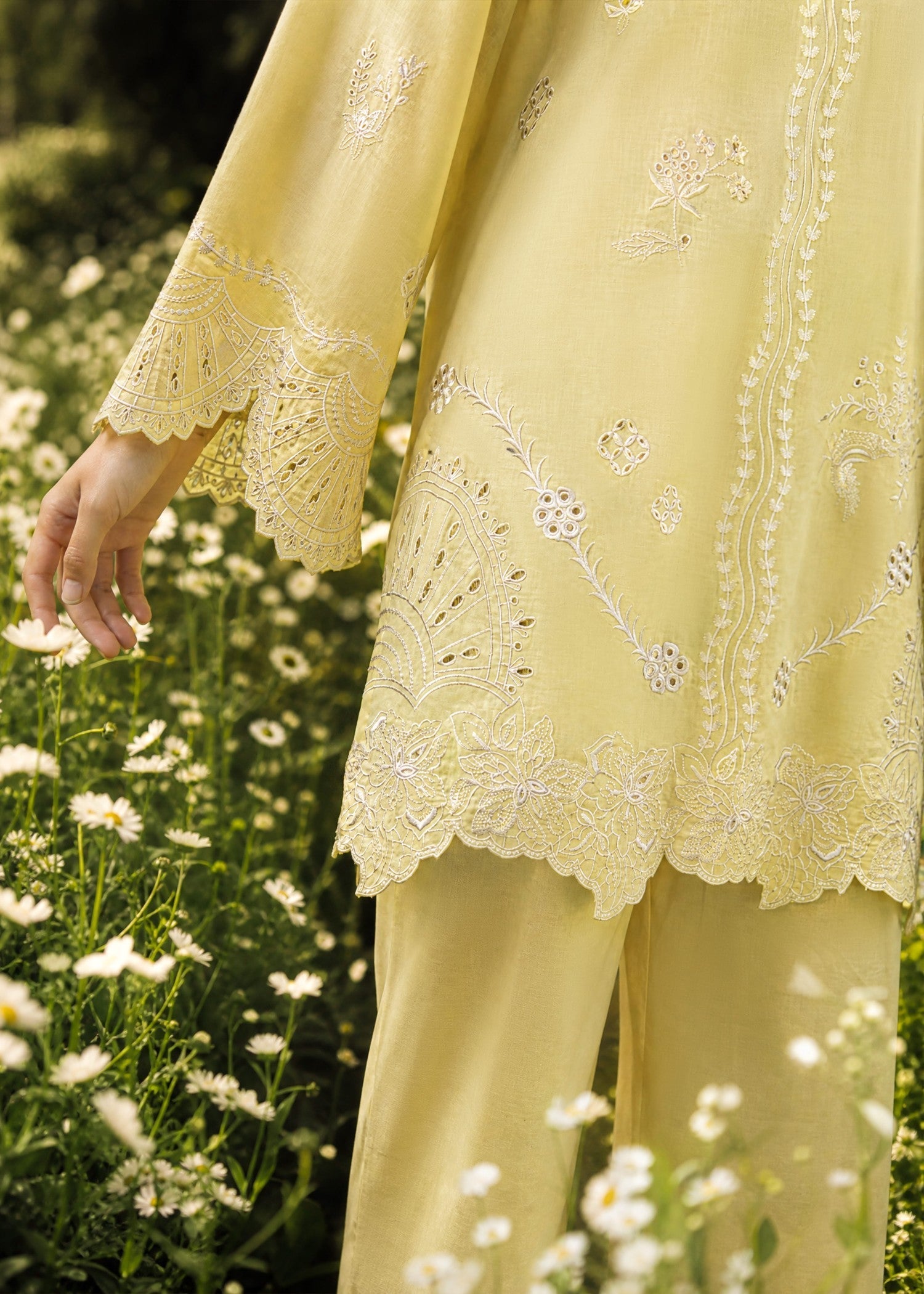 DHANAK SS26DC-2621 YELLOW 2PCS EMBROIDERED KURTA WITH TROUSER