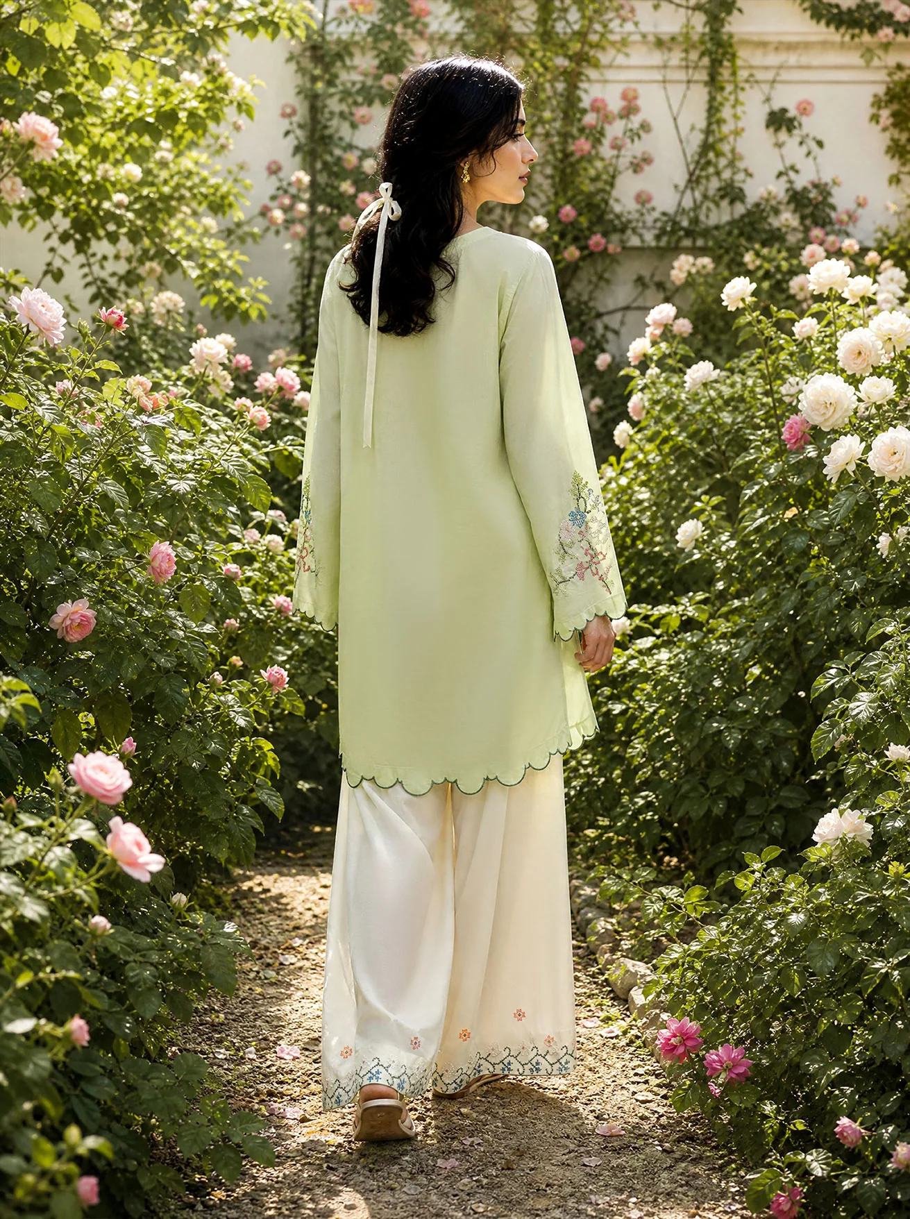 DHANAK SS26DC-2626 LIGHT GREEN 2PCS EMBROIDERED KURTA WITH TROUSER