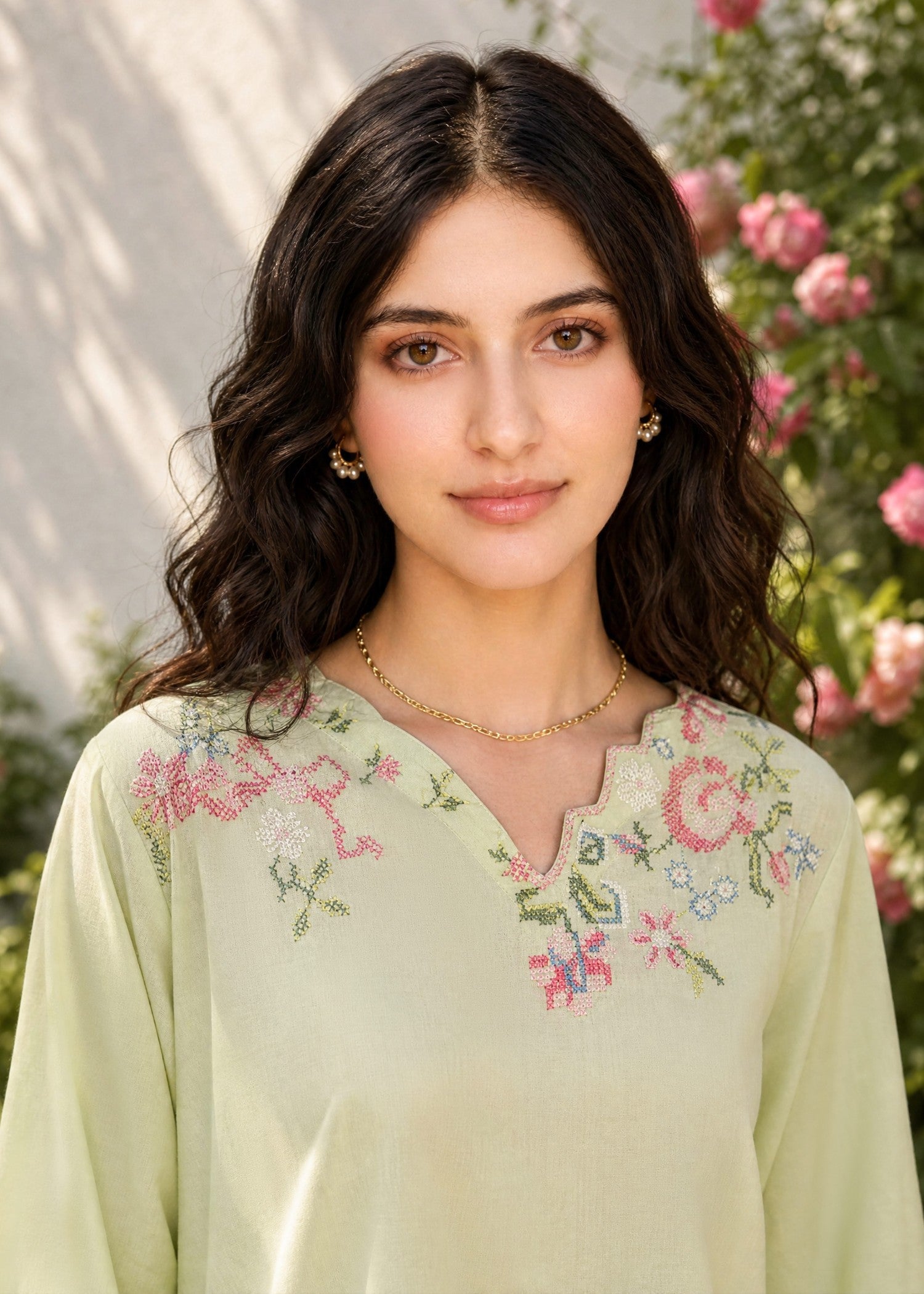 DHANAK SS26DC-2626 LIGHT GREEN 2PCS EMBROIDERED KURTA WITH TROUSER
