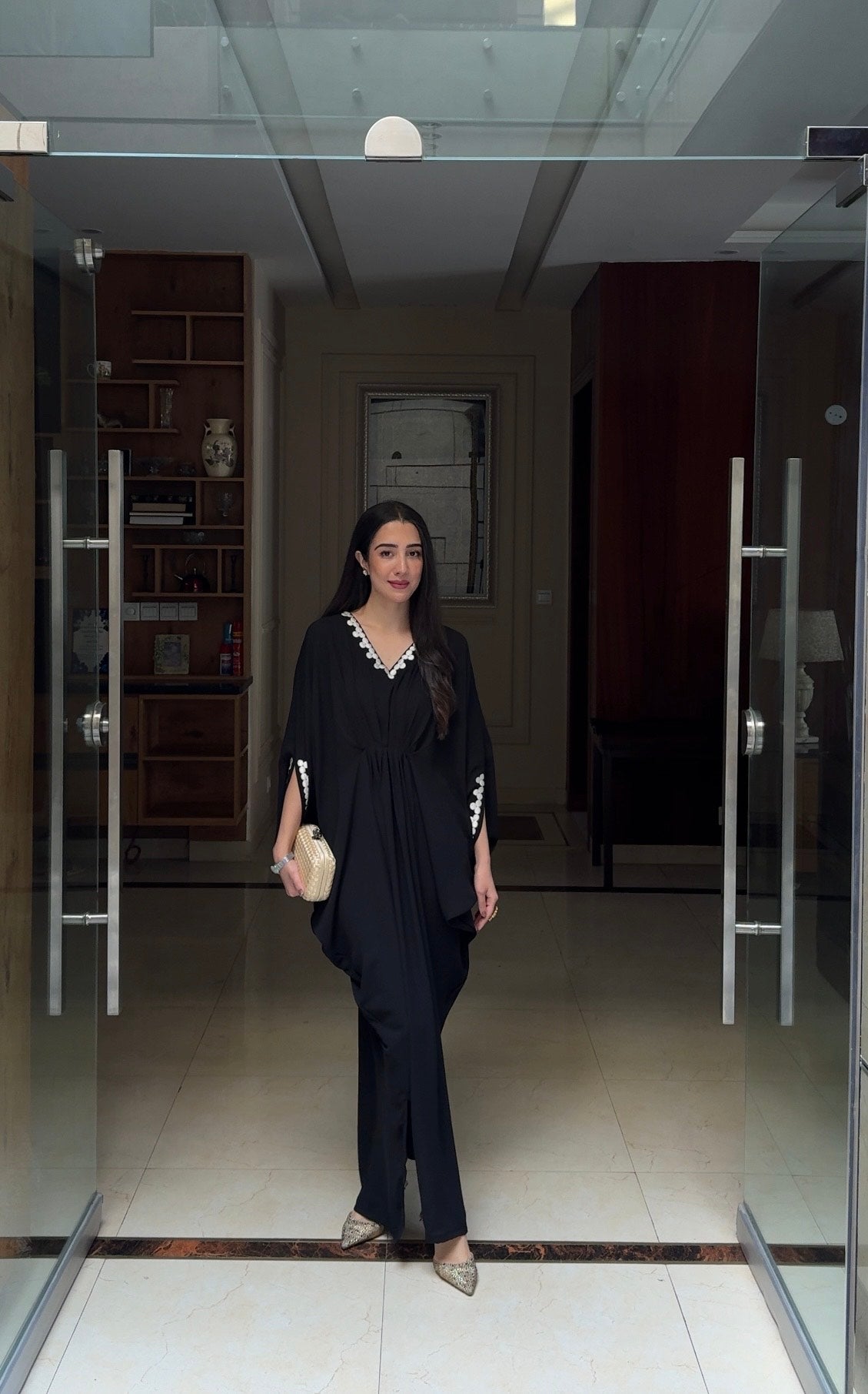 BLACK EMBROIDERED KAFTAN