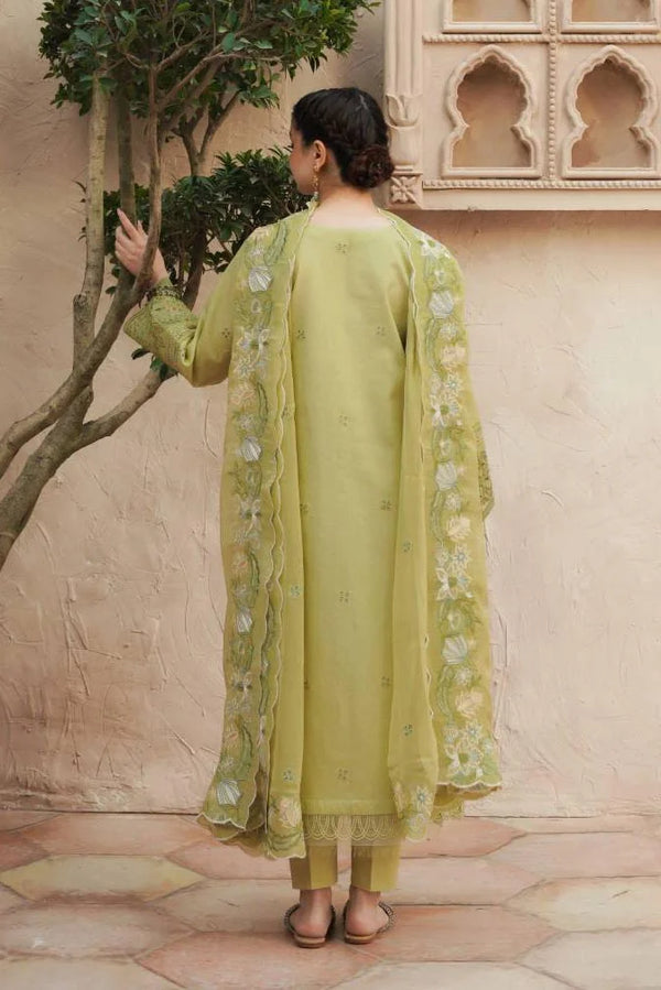 3 PIECE EMBROIDERED FLORENCE GREEN STITCHED LAWN SUIT