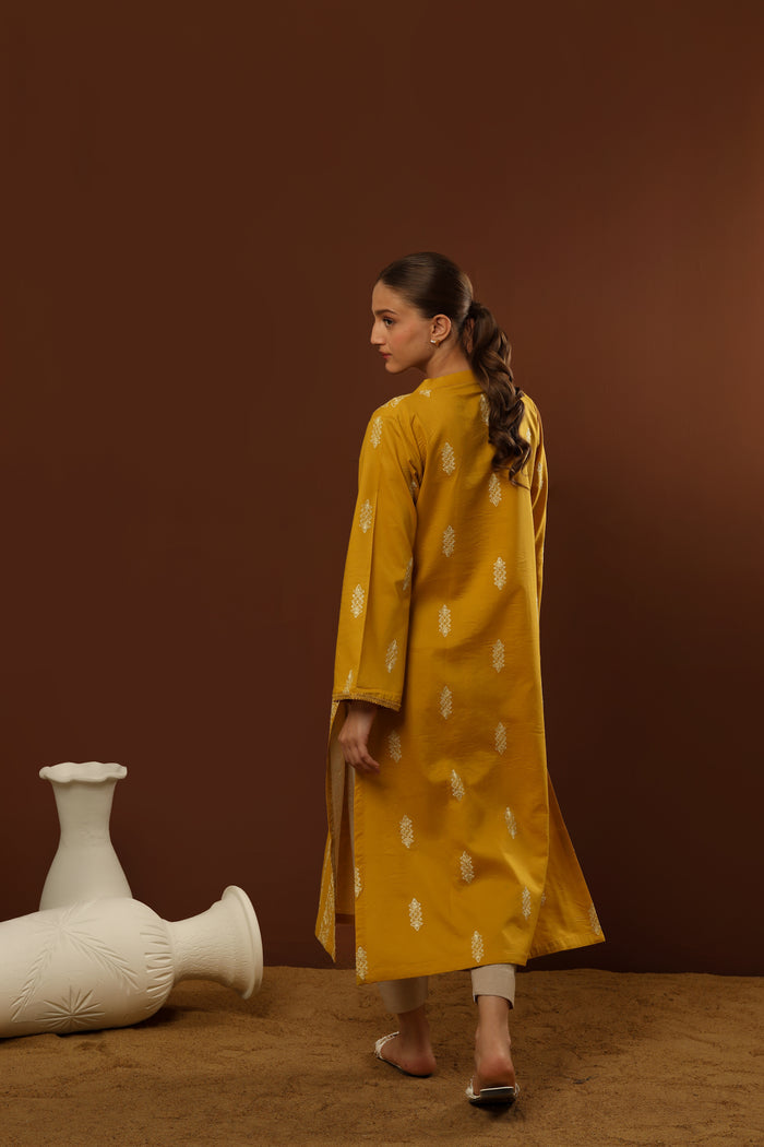 MUSTARD EMBROIDERED LAWN SET (KURTA & SHALWAR)