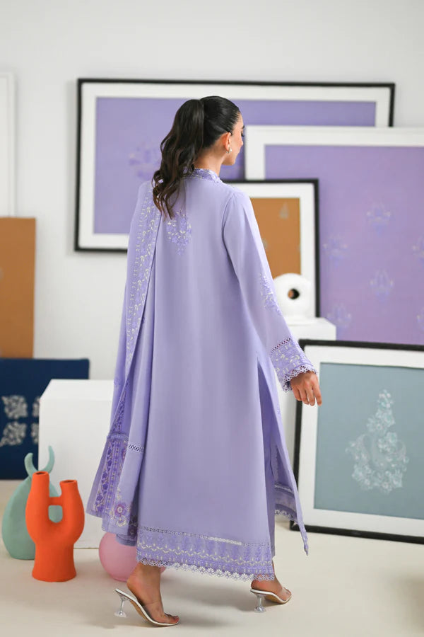 ZAIB LILAC LUXURY EMBROIDERED KARANDI SET NEL-23641