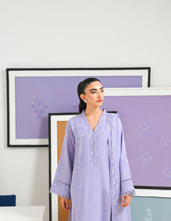 ZAIB LILAC LUXURY EMBROIDERED KARANDI SET NEL-23641